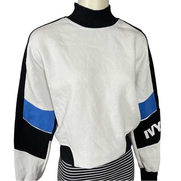 Ivy Park (S) Color Block Crop Sweatshirt Beyoncé Royal Mock Athleisure - Picture 4 of 11